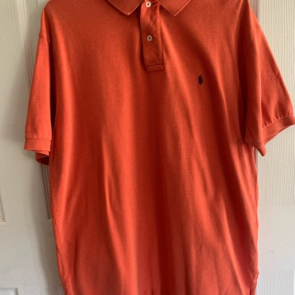 Men's Large Ralph Lauren Polo‎ Orange 100% Cotton Short Sleeve Golf Shirt
